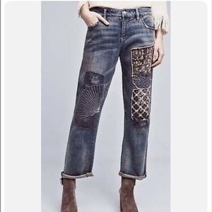 Anthropologie Pilcro Patchwork Jeans Women’s Size 30 Hyphen Straight Leg Stretch